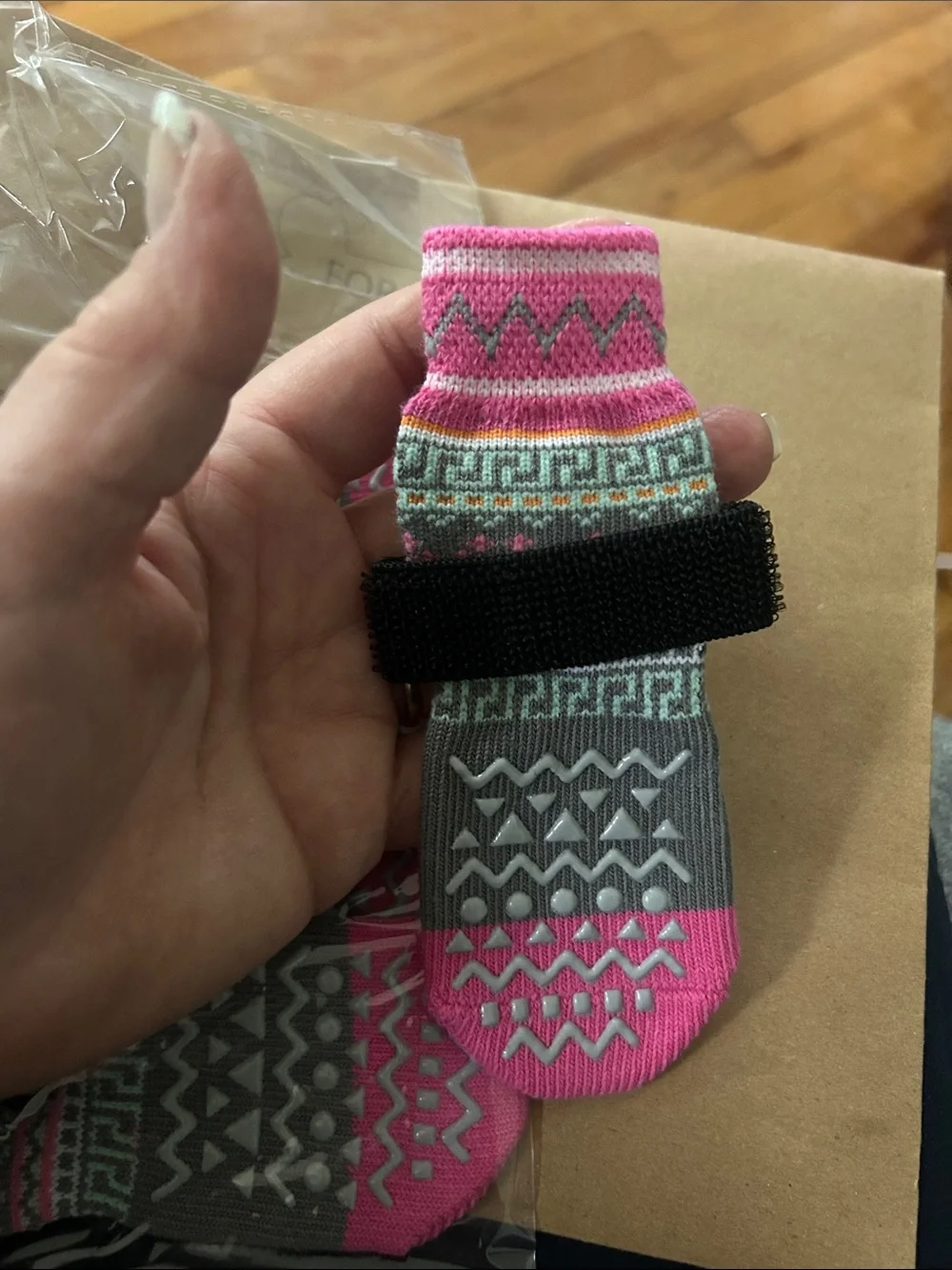 Pack of Pink & Gray Patterned Dog Socks